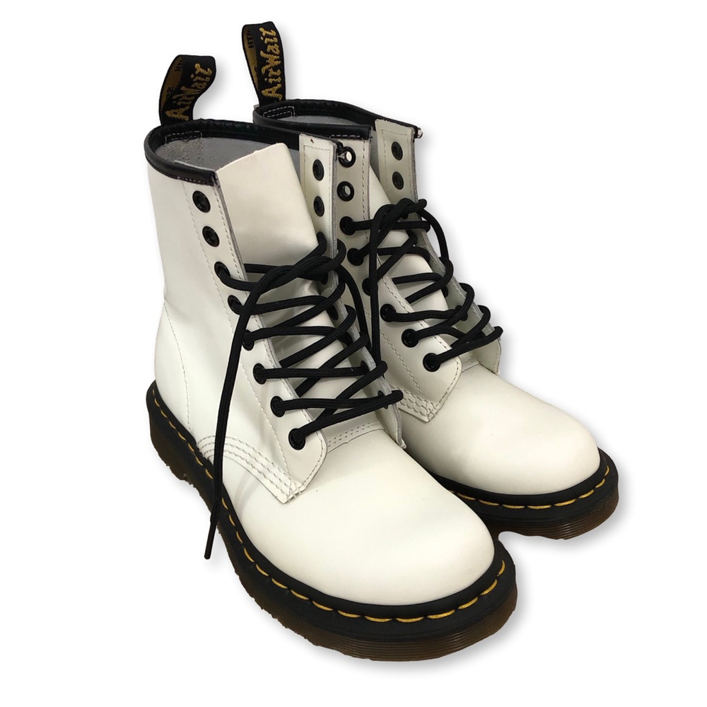Dr Martens 1460 Smooth Leather Lace Up Boots White Size 6